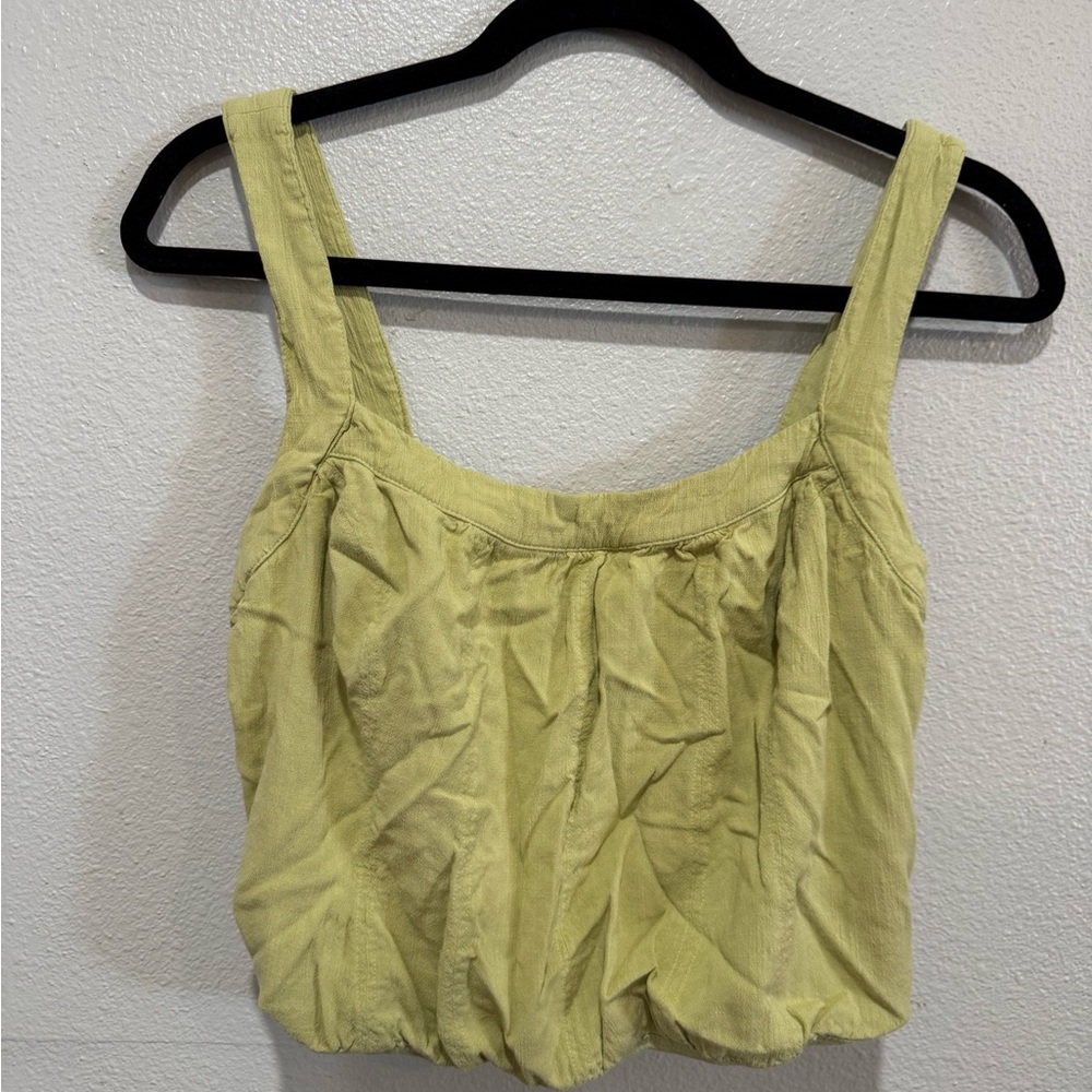 Free People Green Crop Tank Top